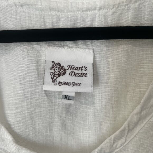 Heart's Desire Mary Grace Tunic Top Sz Xl Linen Artsy Lagenlook Asymmetric Flaw! - Picture 2 of 9
